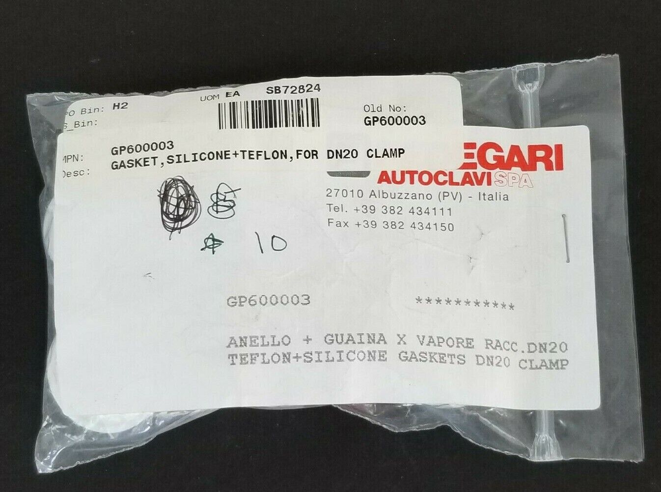 BAG OF 10 NEW FEDEGARI AUTOCLAVI GP600003 GASKETS DN20 CLAMP