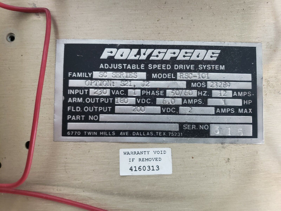 POLYSPEDE RSC-101 SC SERIES D.C. DRIVE RSC101