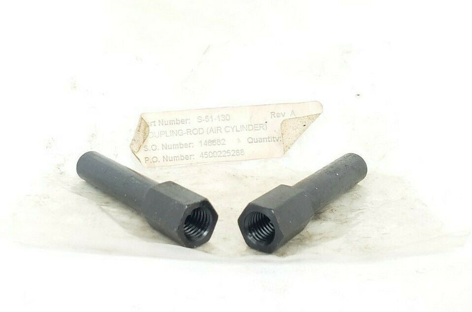 LOT OF 2 NEW GENERIC S-51-130 AIR CYLINDER COUPLING RODS, 5/8", REV. A, S51130