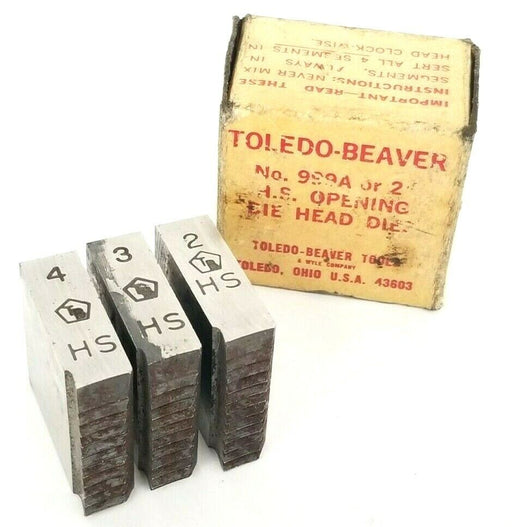 BOX OF 3 NEW TOLEDO BEAVER 999A H.S. OPENING DIE HEADS 2'' PIPE
