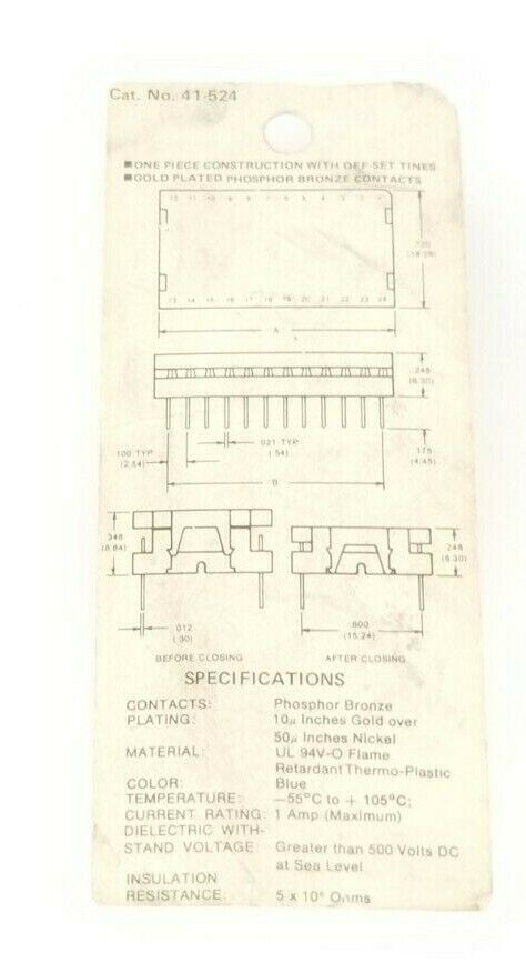NEW GC ELECTRONICS 41-524 INSULATION DISPLACEMENT RIBBON CABLE CONNECTOR