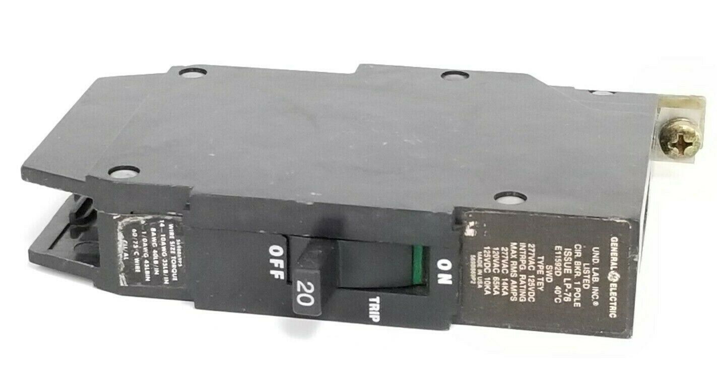 GENERAL ELECTRIC LP-76 CIRCUIT BREAKER 1-POLE SWD TYPE: TEY E11592D 277VAC 14KA
