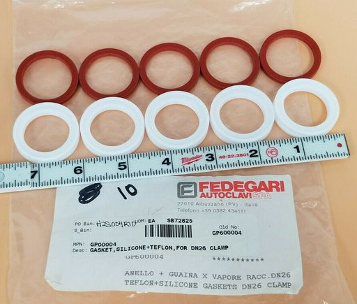 LOT OF 5 NEW IN BAG FEDEGARI GP00004 SILICONE + TEFLON GASKETS DN26 GP600004