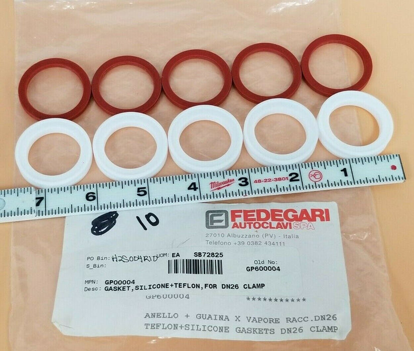 LOT OF 5 NEW IN BAG FEDEGARI GP00004 SILICONE + TEFLON GASKETS DN26 GP600004