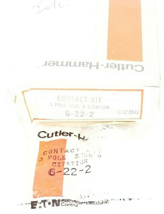 NEW CUTLER-HAMMER 6-22-2 CONTACT KIT, 3-POLE, SIZE 0, 6222 (INCOMPLETE)