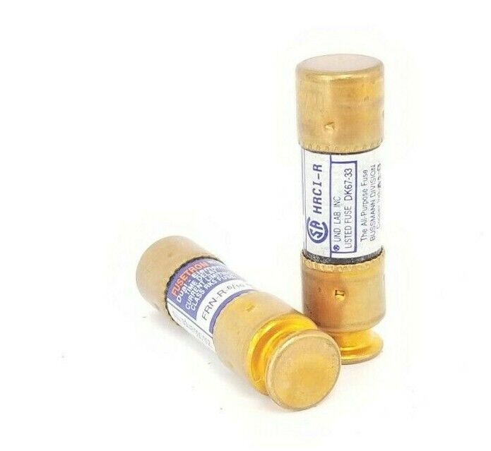 LOT OF 2 COOPER BUSSMANN FRN-R-6/10 FUSETRON DUEL-ELEMENT FUSES