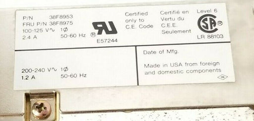 IBM / LENOVO P/N: 38F8953 POWER SUPPLY 100-240V 50-60HZ 1.2-2.4A FRU: 38F8975