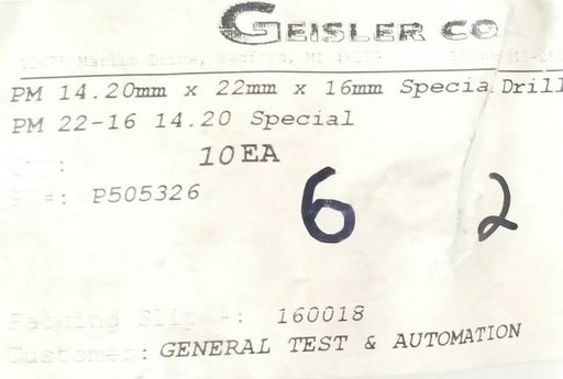 LOT OF 5 NEW GEISLER AK 14.20 SPECIAL DRILL BUSHINGS PM 14.20MM X 22MM X 16MM