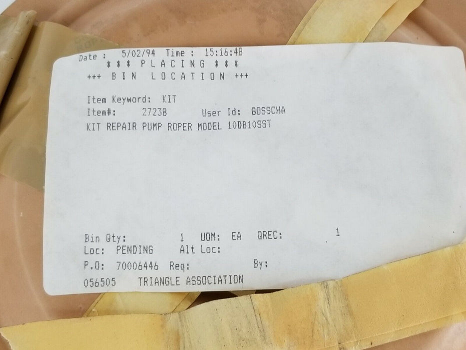 NEW ROPER 10DB10SST PUMP REPAIR KIT 27238 G77-133