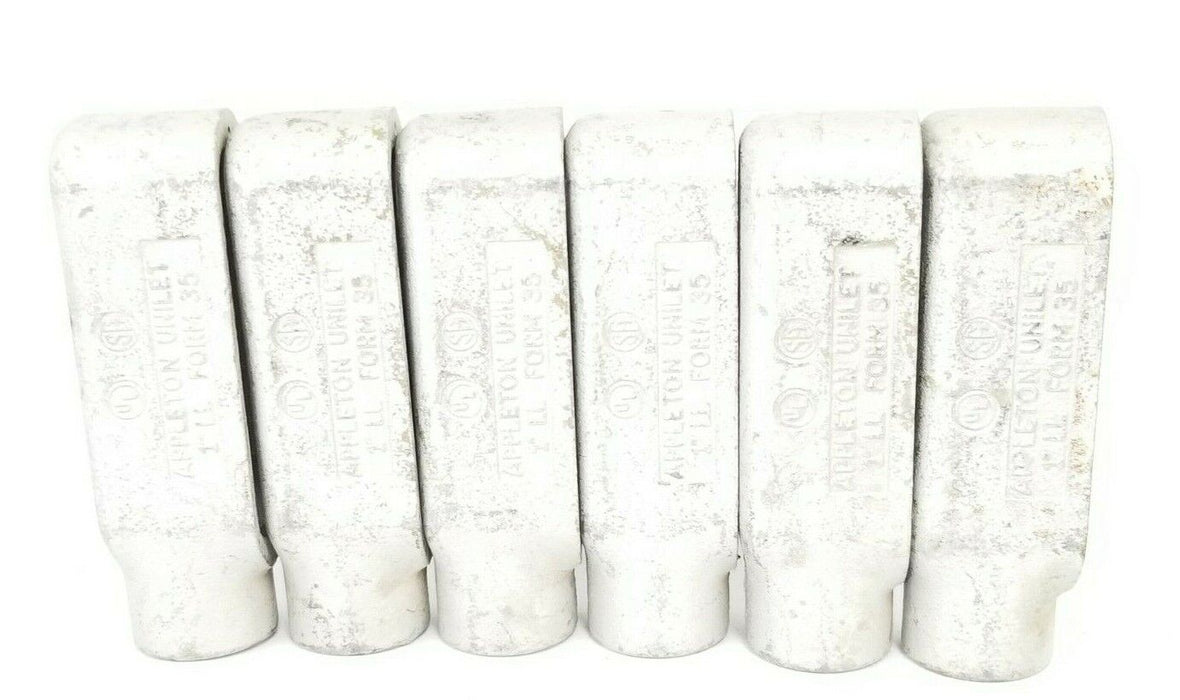 LOT OF 6 APPLETON FORM 35 UNILET 90 DEG. ELBOWS 1'' LL
