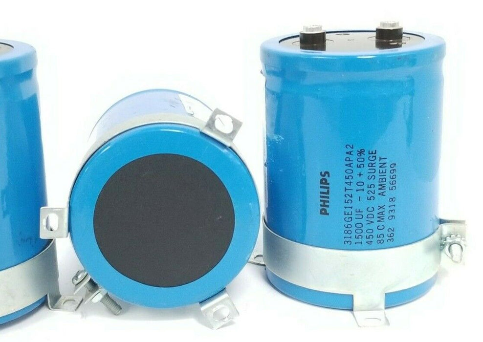 LOT OF 4 PHILIPS 3186GE152T450APA2 ELECTROLITIC CAPACITORS 1500 UF 450VDC 56699