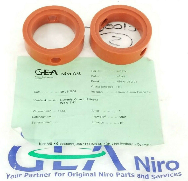 LOT OF 2 NEW M&S 3'' GASKETS GEA NIRO A/S 51-500130 FOR BUTTERFLY VALVE
