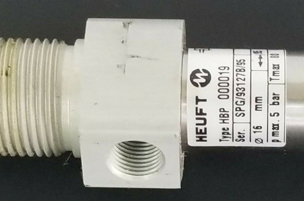 NEW HEUFT TYPE: HBP-000019 PNEUMATIC CYLINDER 16MM-95MM 5 BAR HBP000019