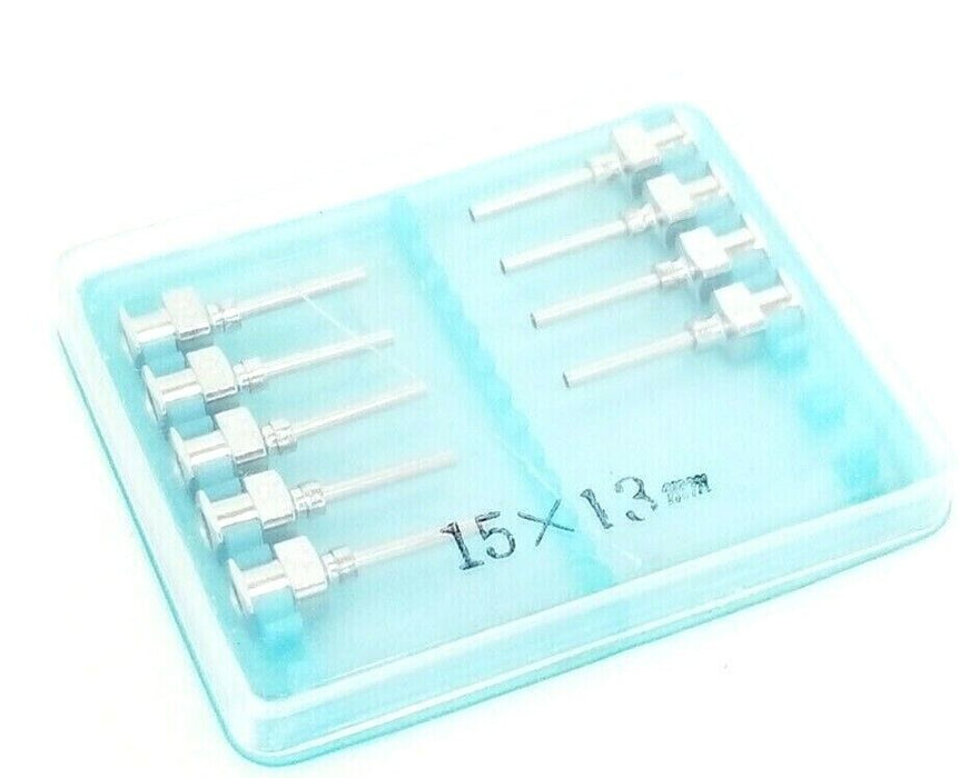 LOT OF 9 NEW GENERIC / UC 15x13MM DISPENSING NEEDLES 13MM TUBE LENGTH