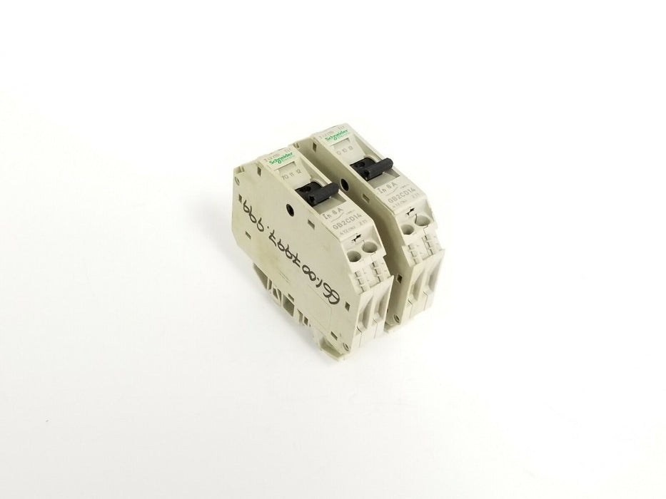 LOT OF 2 SCHNEIDER ELECTRIC GB2-CD14 CIRCUIT PROTECTORS 8A 48VDC 125VAC GB2CD14