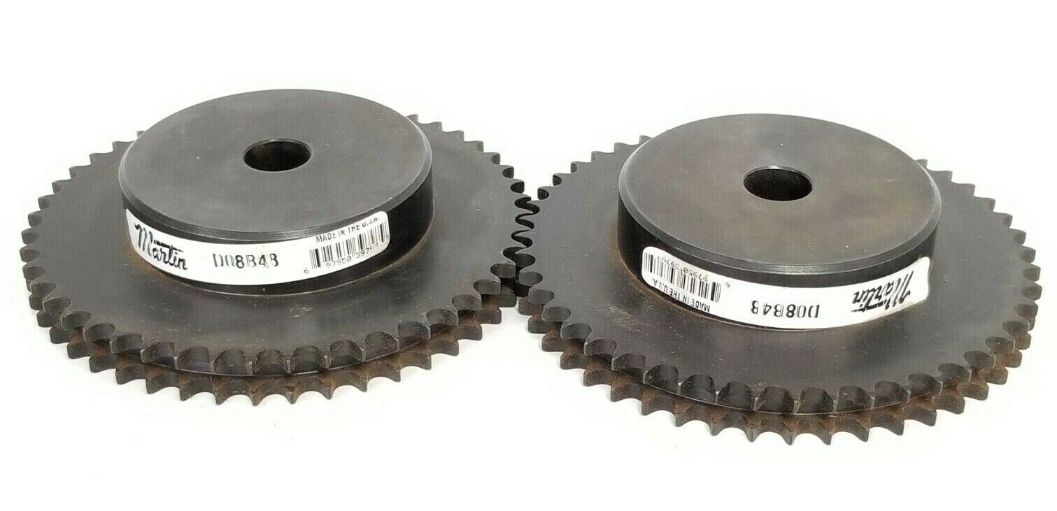 LOT OF 2 MARTIN SPROCKET D08B48 DOUBLE ROLLER SPROCKETS 3/4'' IN. BORE