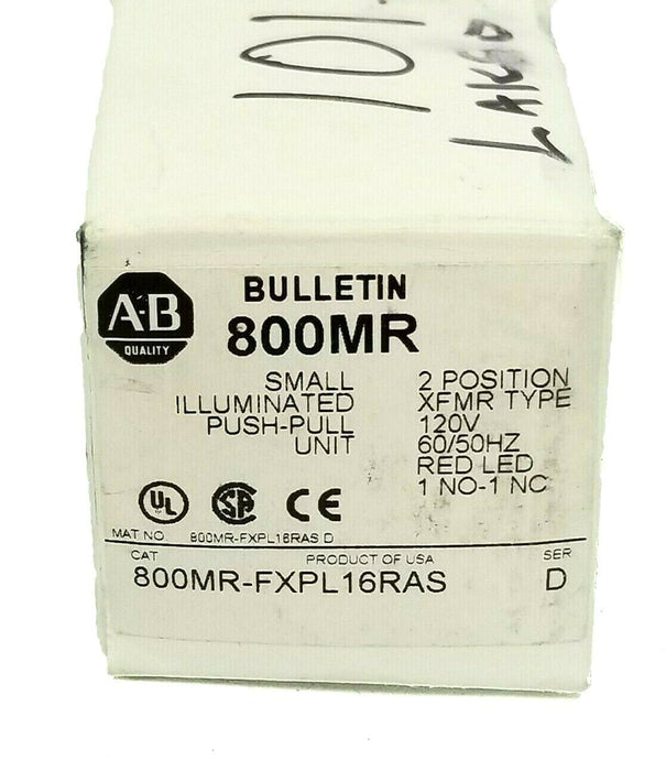 NEW ALLEN BRADLEY 800MR-FXPL16RAS / D ILLUMINATED PUSH/PULL UNIT 800MRFXPL16RAS