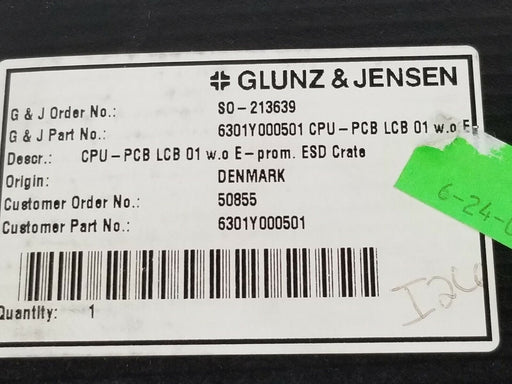 GLUNZ & JENSEN 6301Y-000501 CPU-PCB LCB 01 W/O E-prom 083-06052 (REPAIRED)