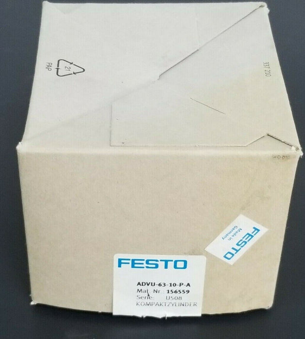 NIB FESTO ADVU-63-10-P-A COMPACT CYLINDER MAT. NR. 156559 SERIE: U508