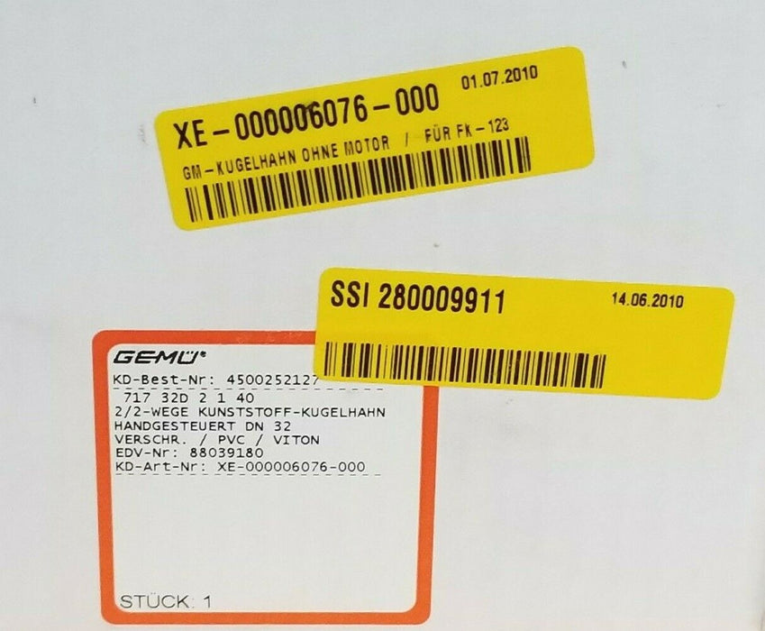 NEW GEMU 4500252127 VKD DUAL BLOCK 2-WAY BALL VALVE DN10-50, 717-32D-2-1-40
