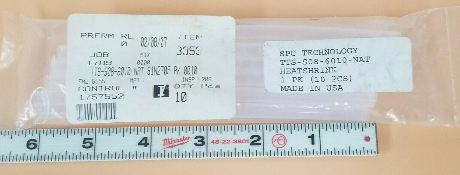 NEW SPC TECHNOLOGY TTS-S08-6001-NAT HEATSHRINK (10 PCS)