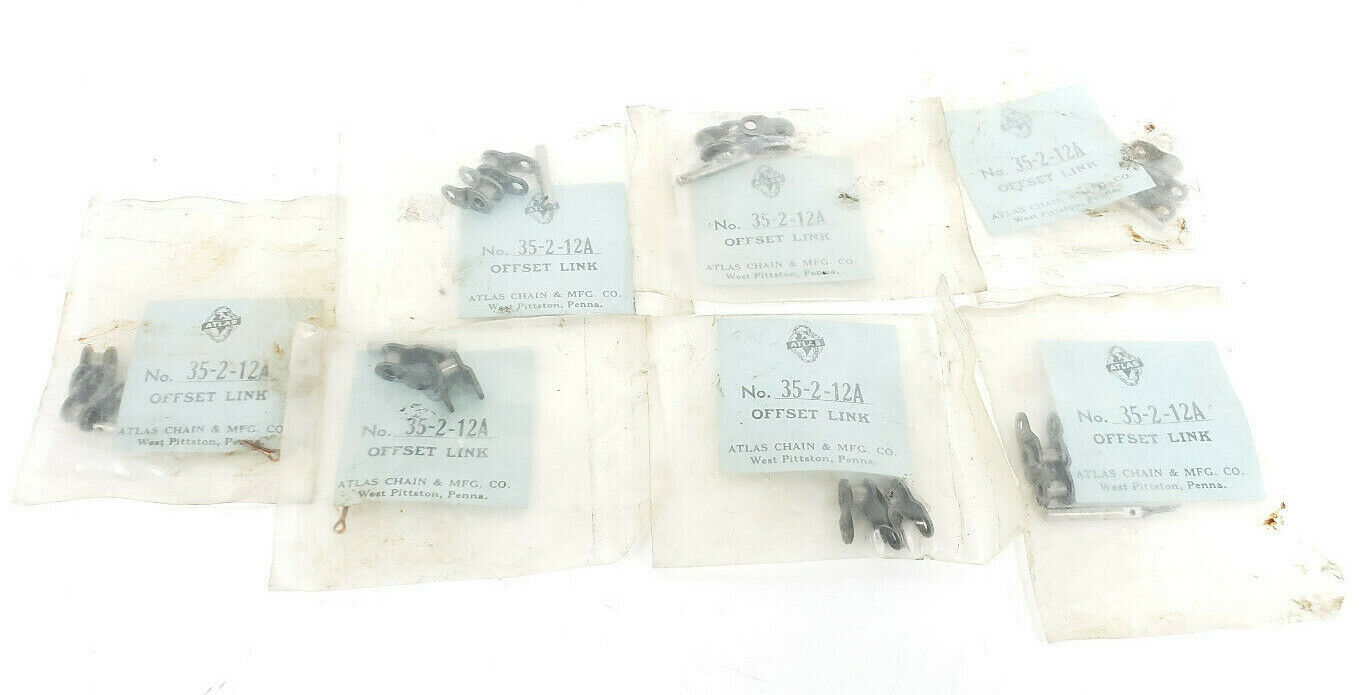 LOT OF 7 NEW ATLAS 35-2-12A OFFSET ROLLER CHAIN LINKS 35-2 35212A
