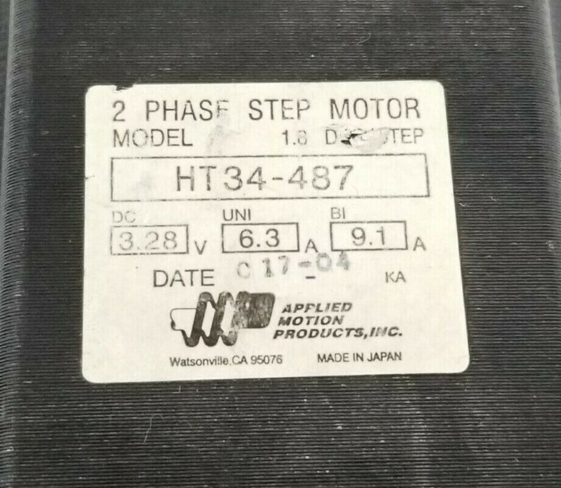 APPLIED MOTION PRODUCTS HT34-487 STEP MOTOR 2PH. 1.8 DEG. STEP 3.28VDC 6.3-9.1A