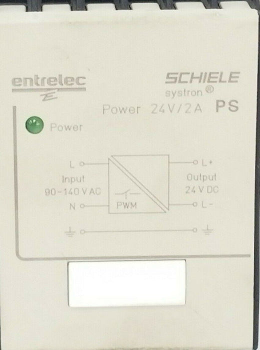ENTRELEC SCHIELE 2.423.417.00 PS SYSTRON POWER SUPPLY, 24V/2A OUTPUT, 242341700