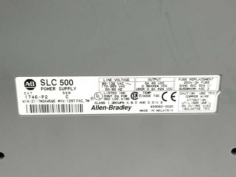 ALLEN BRADLEY 1746-A7 SER. B RACK W/ 1746-P2 , 1747-L542 , HSTP1 , HSRV , IB16