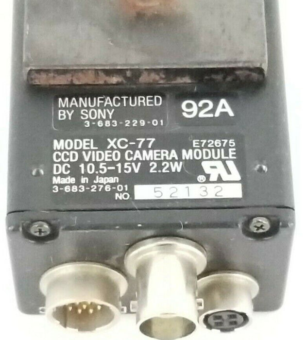 SONY MODEL XC-77 CCD VIDEO CAMERA MODULE 10.5-15VDC, 2.2W, XXC7, XC-77-2 NO CAP