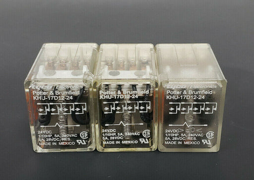 LOT OF 3 POTTER & BRUMFIELD KHU-17D12-24 RELAYS KHU17D1224, 24VDC