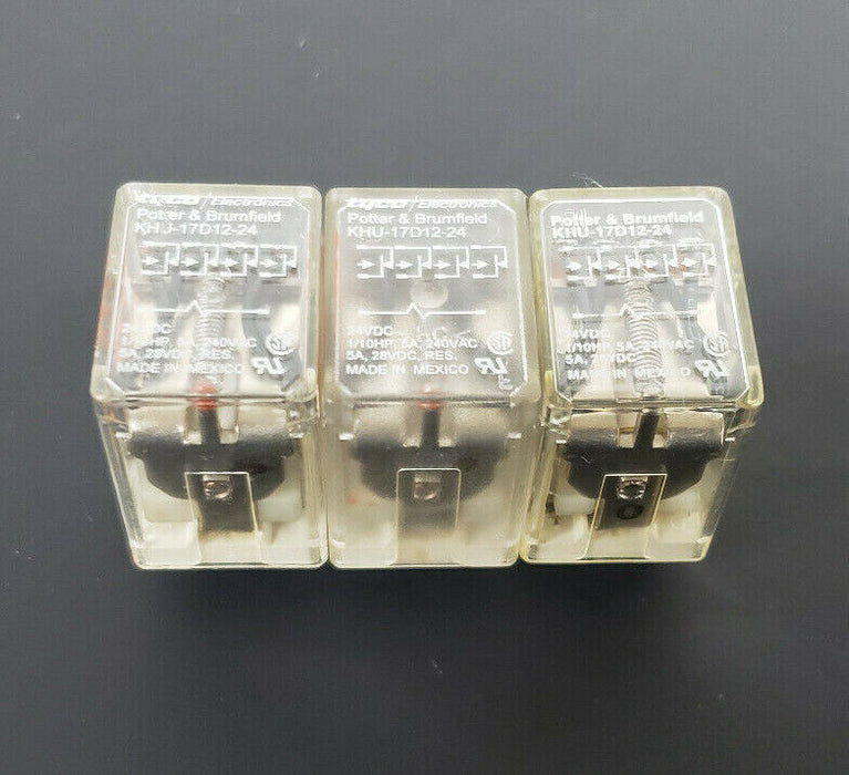 LOT OF 3 POTTER & BRUMFIELD KHU-17D12-24 RELAYS KHU17D1224, 24VDC