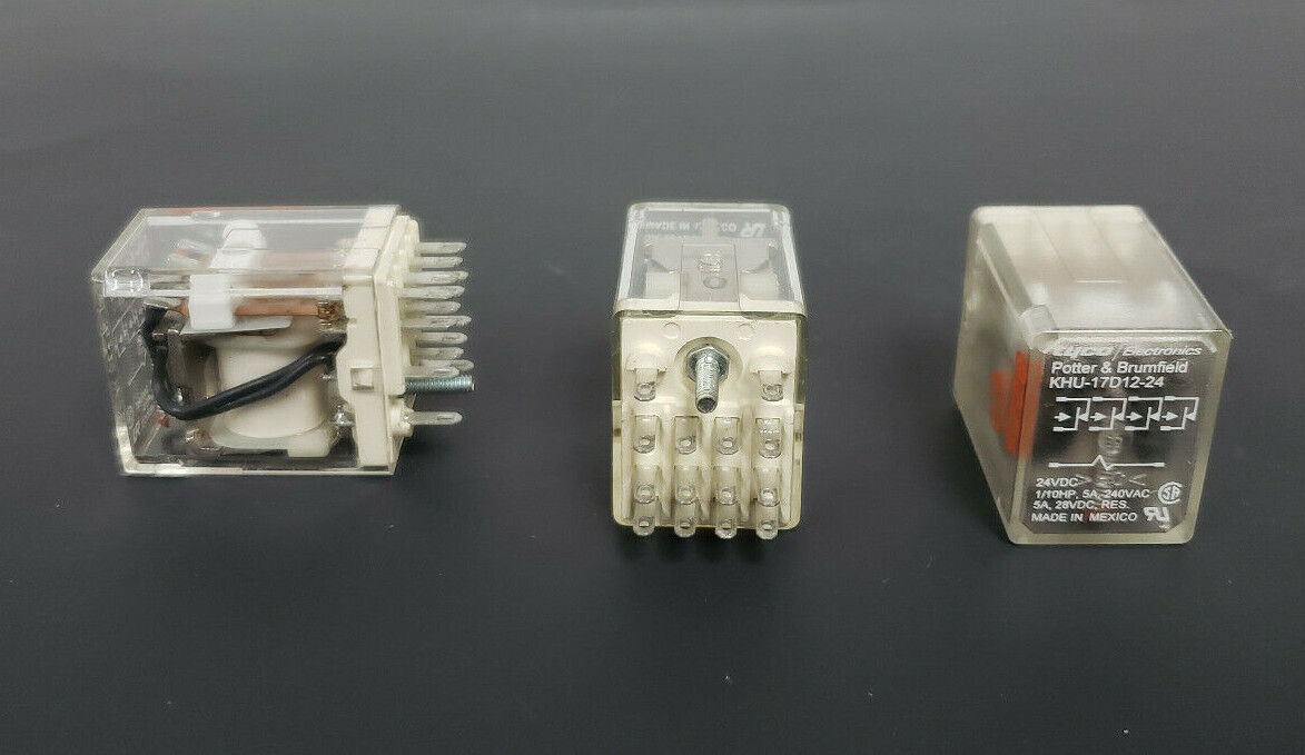 LOT OF 3 POTTER & BRUMFIELD KHU-17D12-24 RELAYS KHU17D1224, 24VDC