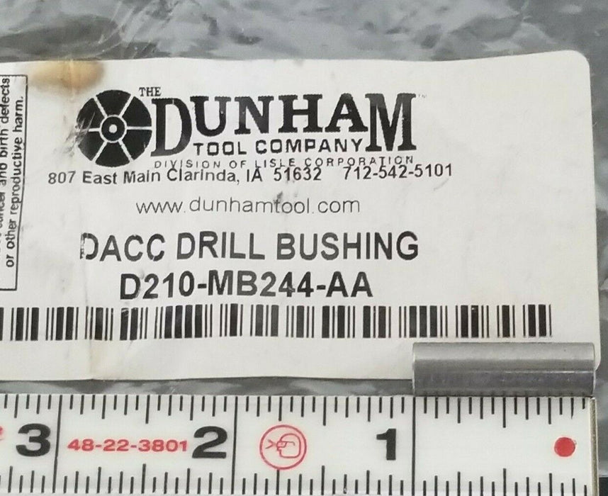 NEW DUNHAM TOOL COMPANY D210-MB244-AA DACC DRILL BUSHING D210MB244AA