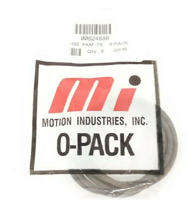 PACK OF 5 NEW MOTION 00624886 O-RINGS 130 FKM 75, 1.625" ID, 1-13/16" OD