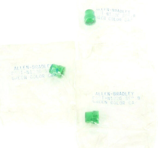 LOT OF 3 NEW ALLEN BRADLEY 800T-N122G SER. B PILOT LIGHT CAPS, GREEN, 800TN122G