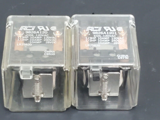 LOT OF 2 ACI 9826A1201 RELAYS COIL: 120VAC