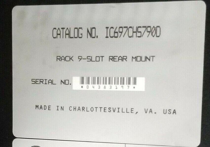 GE FANUC IC697CHS790D REAR MOUNT SLOT RACK 9-SLOT W/ 44A724845-G01 BACKPLANE