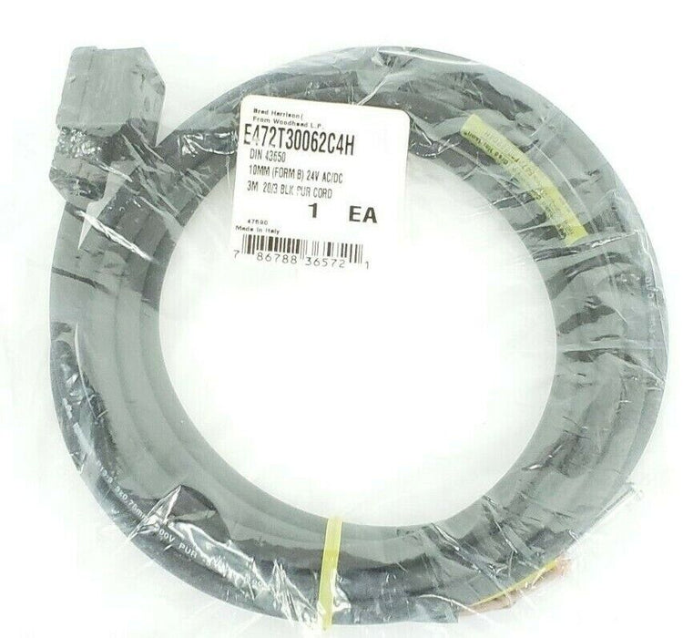 NEW BRAD HARRISON E472T30062C4H DIN 43650 10MM (FORM B) 24V, 3M 20/3 BLK CORD