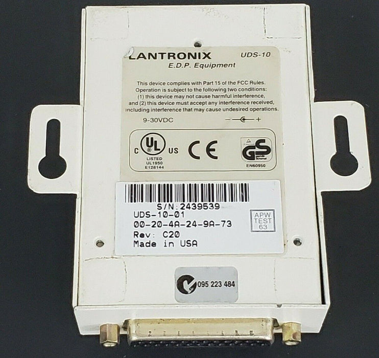 LANTRONIX UDS-10-01 EXTERNAL DEVICE SERVER 1-CHANNEL UDS-10, REV. C20