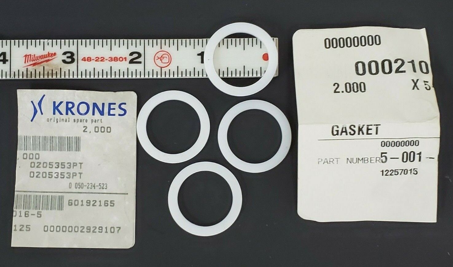 LOT OF 4 NEW KRONES 5-001-69-016-5 GASKETS 5001690165