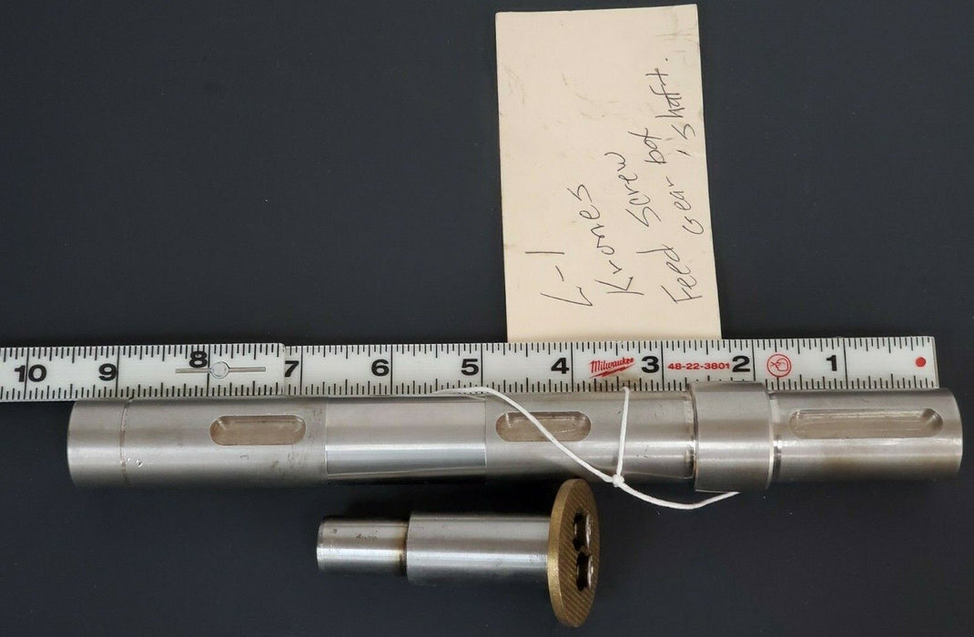 NEW KRONES L-1 FEED SCREW GEAR BOX SHAFT ASSEMBLY, 9.25" LENGTH, L1