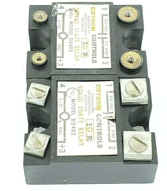 LOT OF 2 CRYDOM D2402 SOLID STATE RELAYS 240 VAC 2.5 AMPS