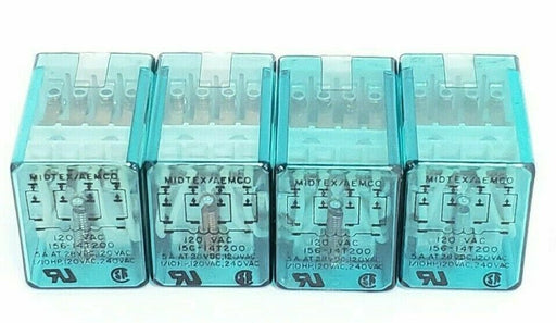 LOT OF 4 MIDEX/AEMCO 156-14T200 RELAYS 15614T200, 120VAC