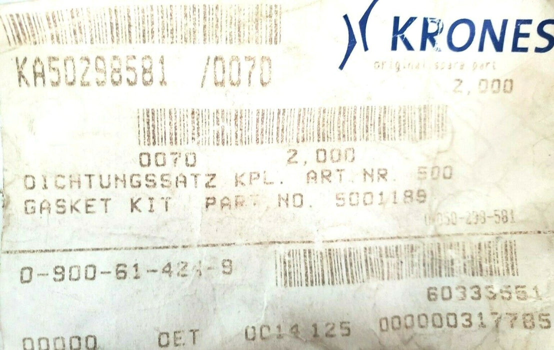 LOT OF 2 NEW KRONES 0-900-61-424-9 GASKET KITS 0900614249, 1443127