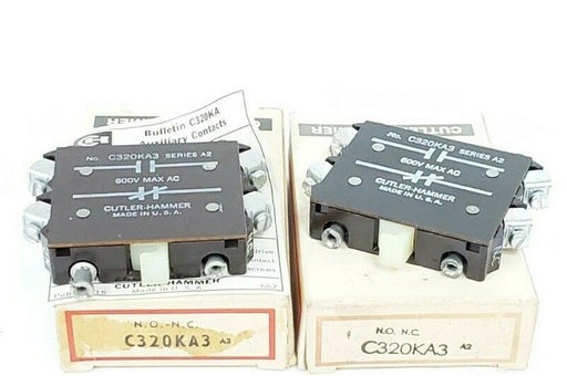 LOT OF 2 NIB CUTLER-HAMMER C320KA3 AUXILIARY CONTACTS 1NO/1NC 600VAC SER. A2