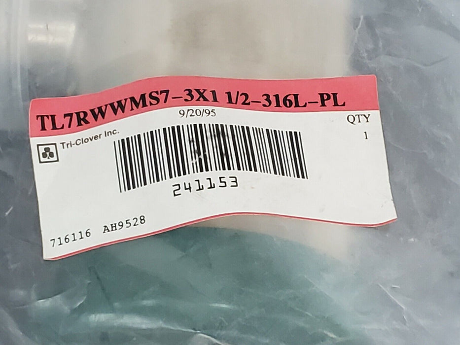 NEW TRI-CLOVER TL7RWWMS7-3X1 1/2-316L-PL PIPE TEE 241153