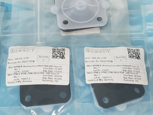 LOT OF 9 DIAPHRAGM DIRECT DD07-ITFM DIAPHRAGMS SIZE: (DN 20) 0.75''