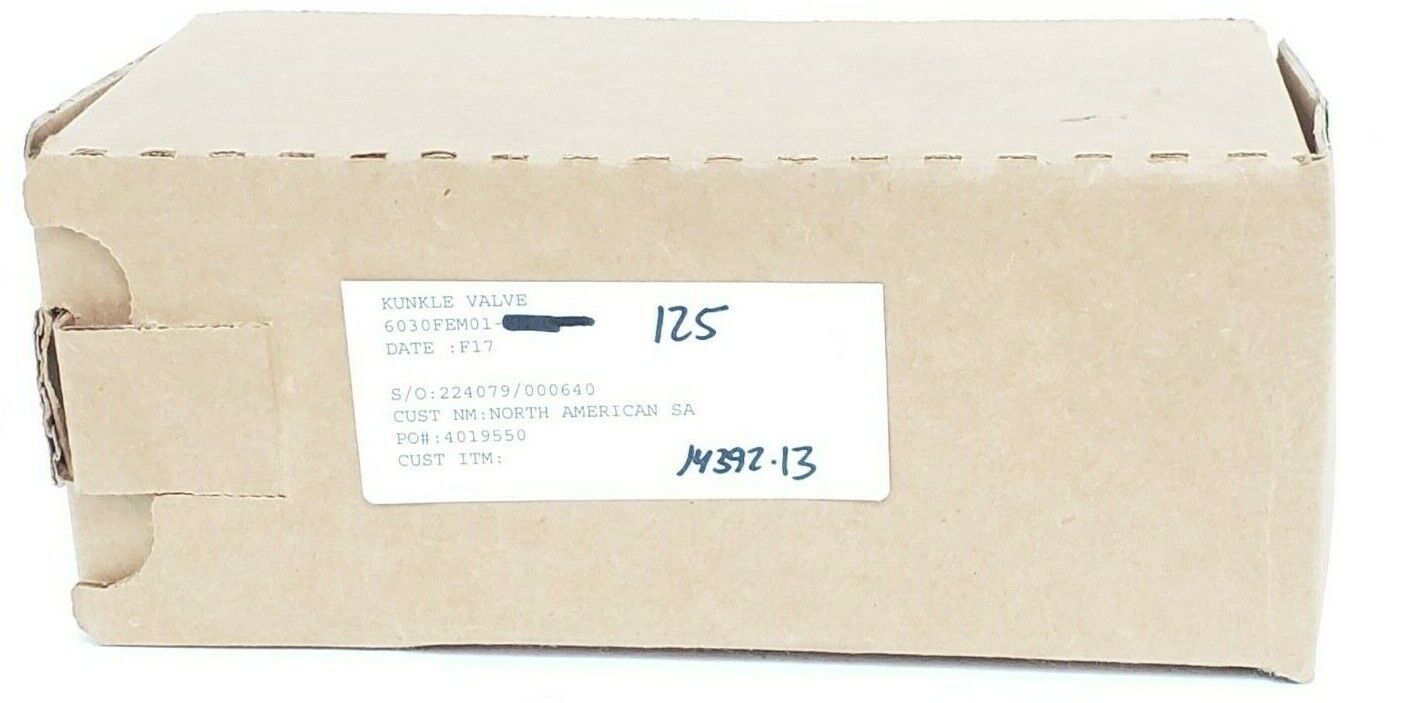 NIB KUNKLE 6030FEM01 RELIEF VALVE, 6030FEM01-LM, 6030FEM01-125, 125PSI, 1"