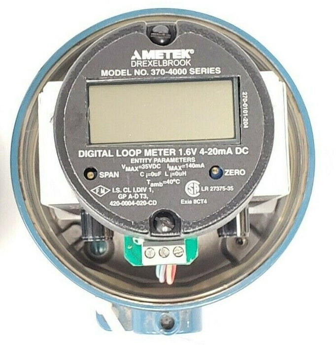 AMETEK DREXELBROOK TRANSMITTER ASSY 408-8200 LEVEL CONTROL 370-4000 LOOP METER